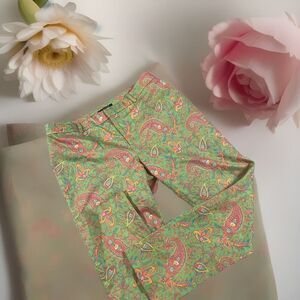 Ralph Lauren Paisley Straight Leg Pants Women's Sz 12 Cropped Cotton Art to Wear